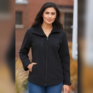 Mossi Women's Black Fleece Lined Softshell Tempo Jacket Size Small Petite